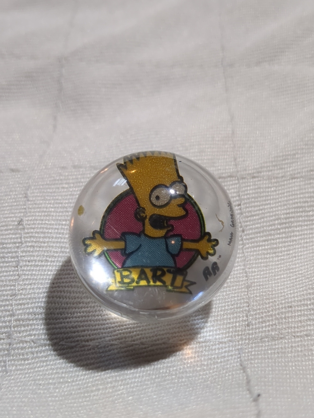 Vintage Bart Simpson Bouncy Ball Clear Rubber Groening Classic Collectible